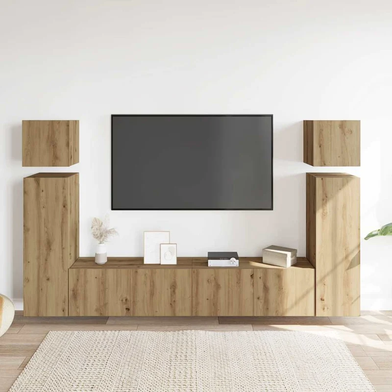 8 Piece TV Cabinet Set Wall-mounted Artisan Oak Engineered Wood