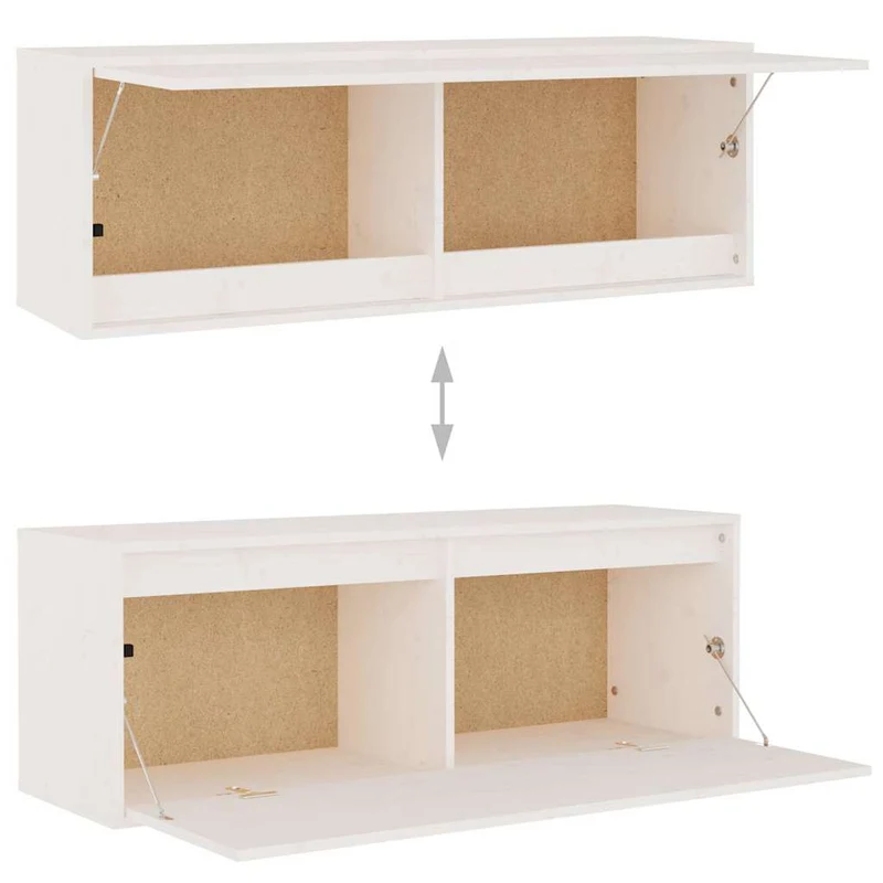6 Piece TV Cabinet Set White Solid Wood Pine