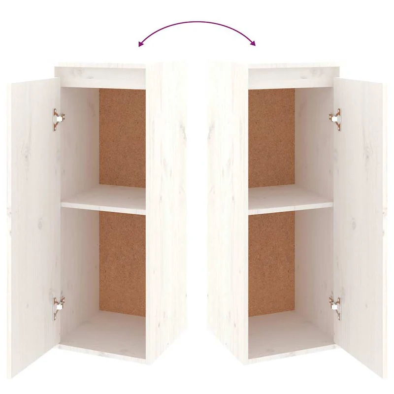 6 Piece TV Cabinet Set White Solid Wood Pine