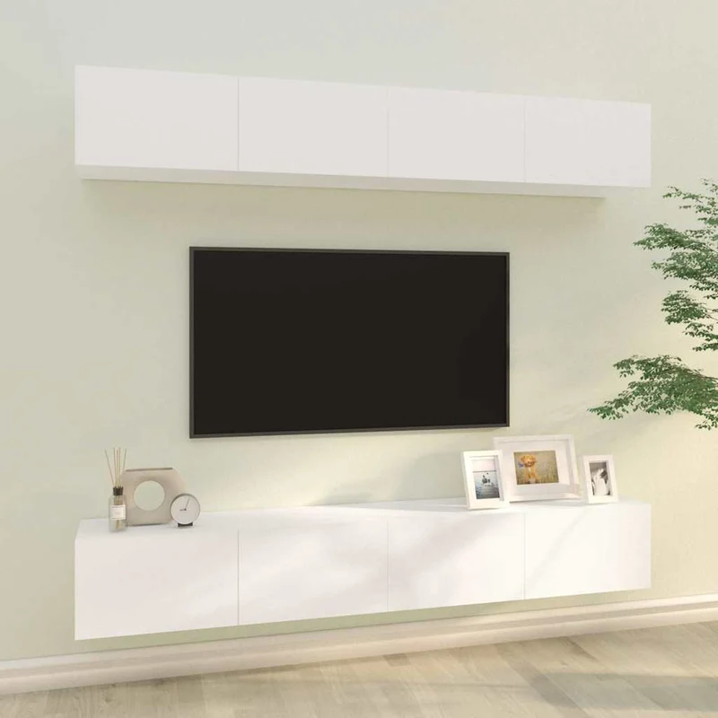 4 Piece Wall-mounted TV Cabinet Set White 100x30x30 cm
