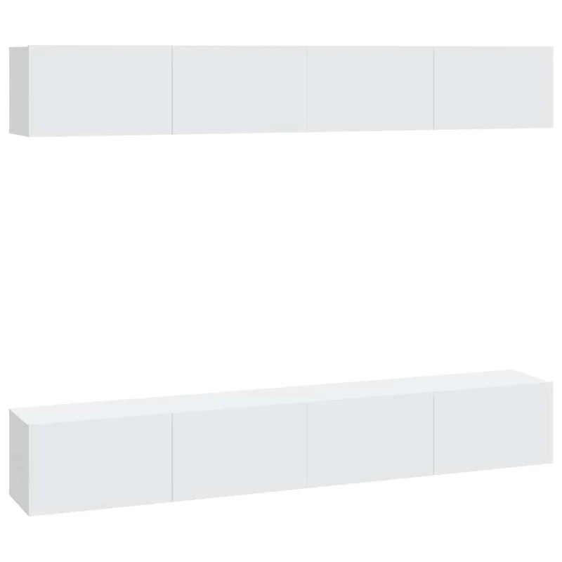 4 Piece Wall-mounted TV Cabinet Set White 100x30x30 cm