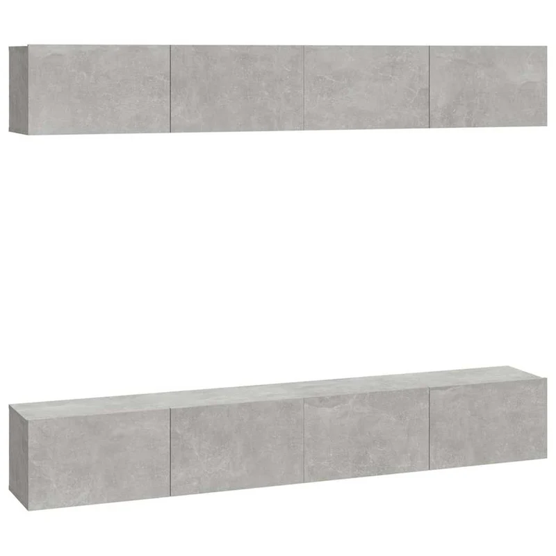 4 Piece Wall-mounted TV Cabinet Set Concrete Grey 100x30x30 cm