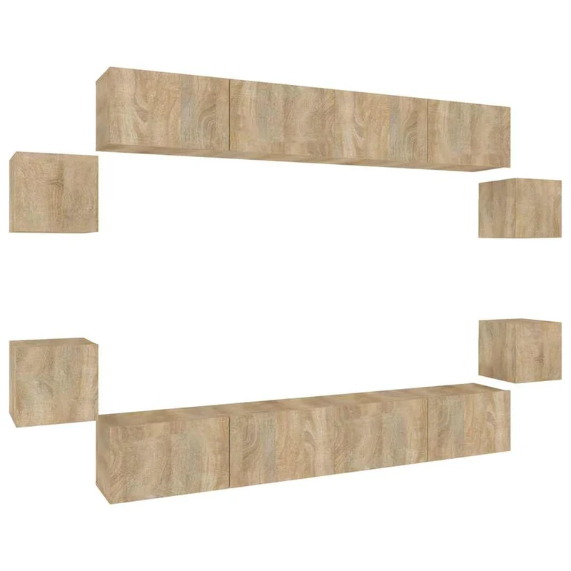 8 Piece TV Cabinet Set Sonoma Oak Engineered Wood