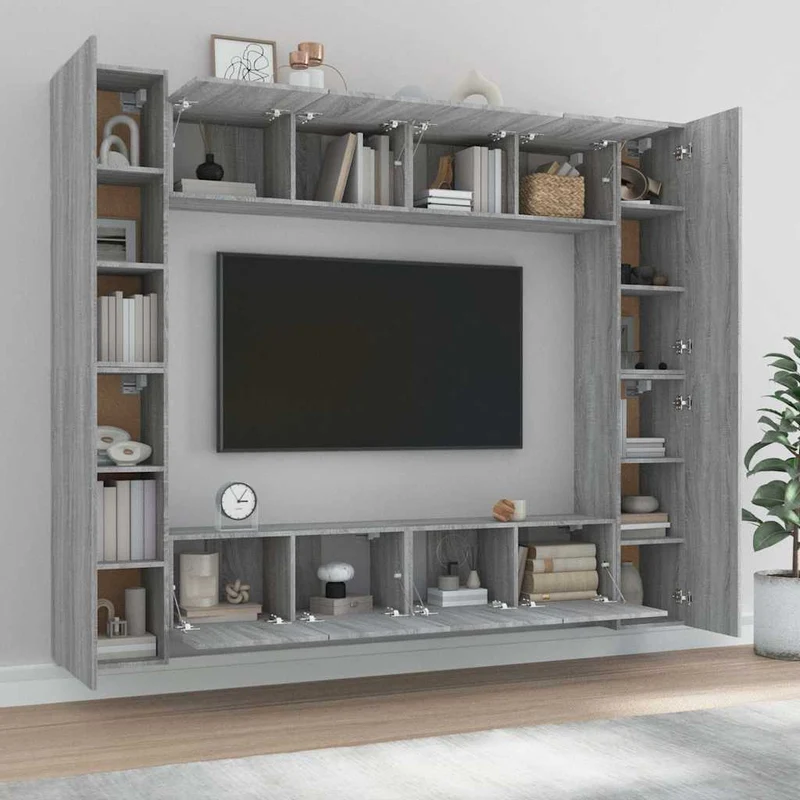 8 Piece TV Cabinet Set Grey Sonoma Engineered Wood