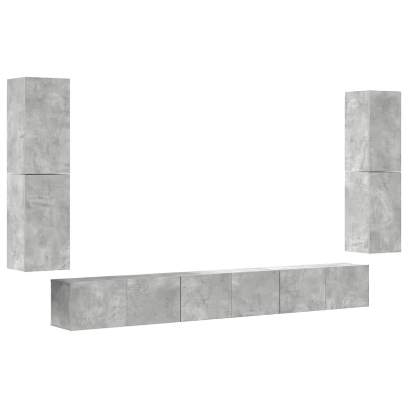 7 Piece TV Cabinet Set Concrete Grey Engineered Wood