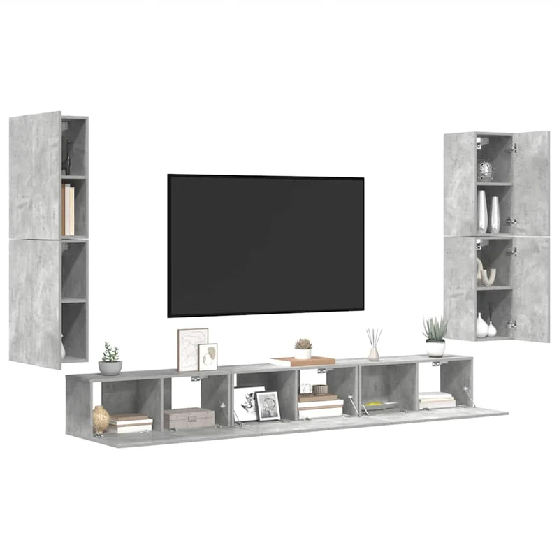 7 Piece TV Cabinet Set Concrete Grey Engineered Wood