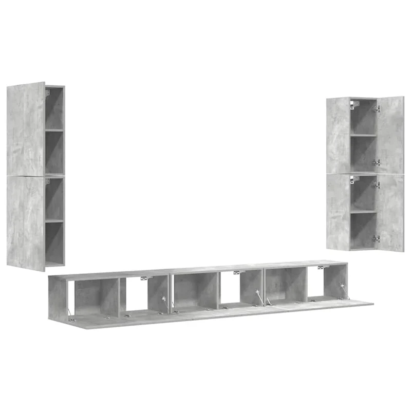 7 Piece TV Cabinet Set Concrete Grey Engineered Wood