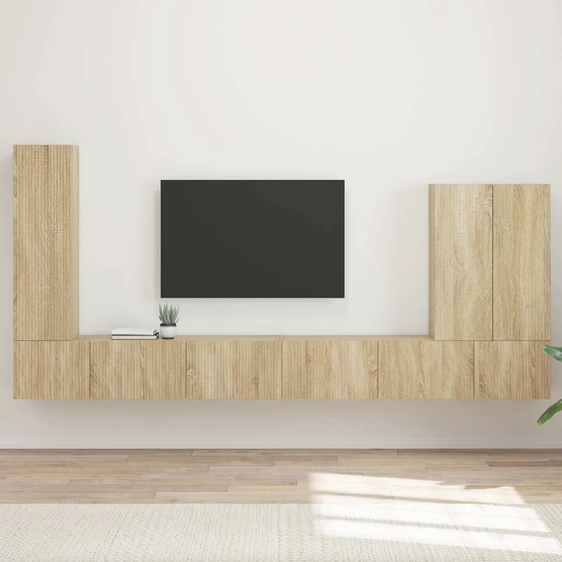 TV Wall Cabinet Set 6 pcs Sonoma Oak