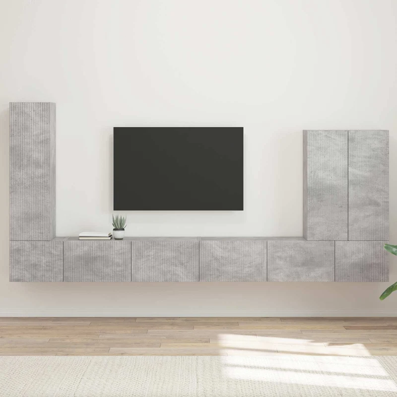 TV Wall Cabinet Set 6 pcs Concrete Grey