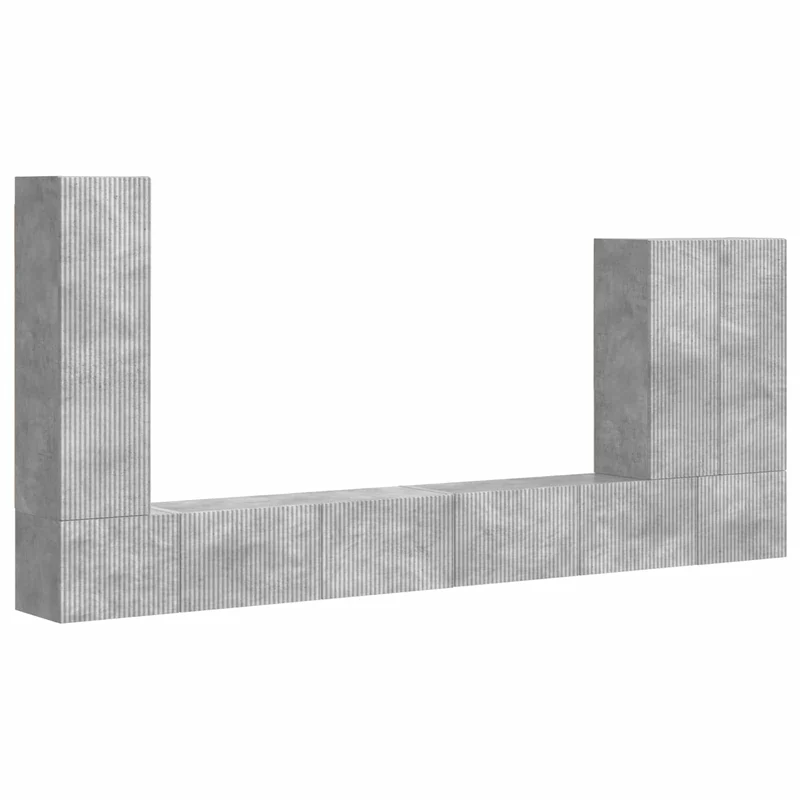 TV Wall Cabinet Set 6 pcs Concrete Grey