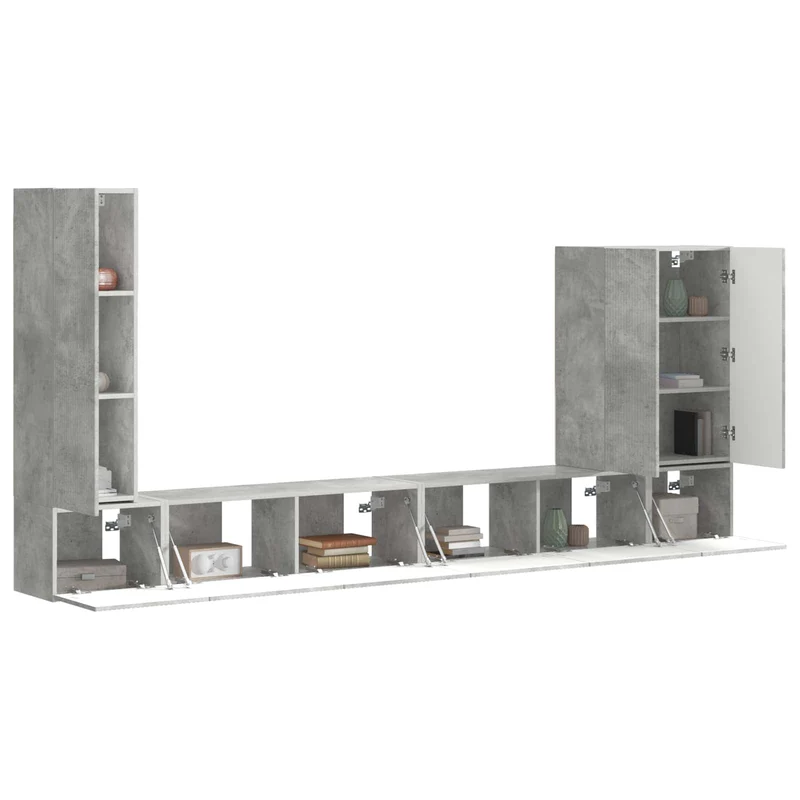 TV Wall Cabinet Set 6 pcs Concrete Grey