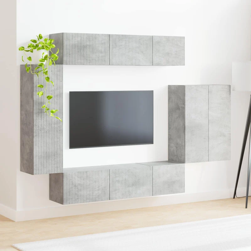 TV Wall Cabinet Set 6 pcs Concrete Grey