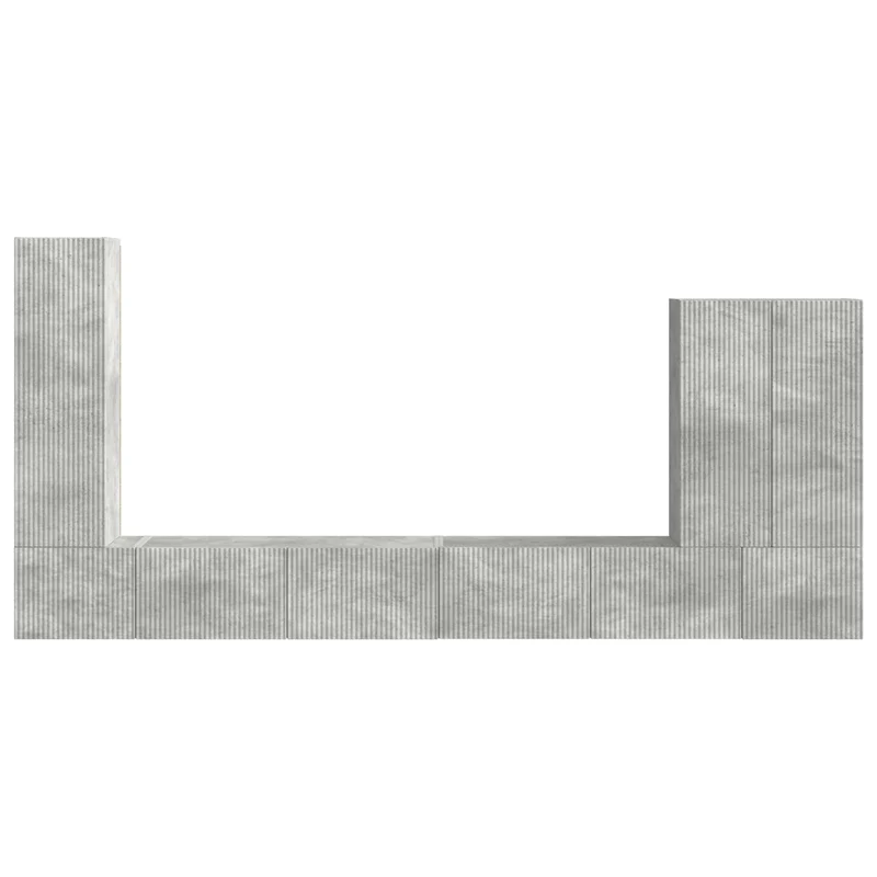 TV Wall Cabinet Set 6 pcs Concrete Grey