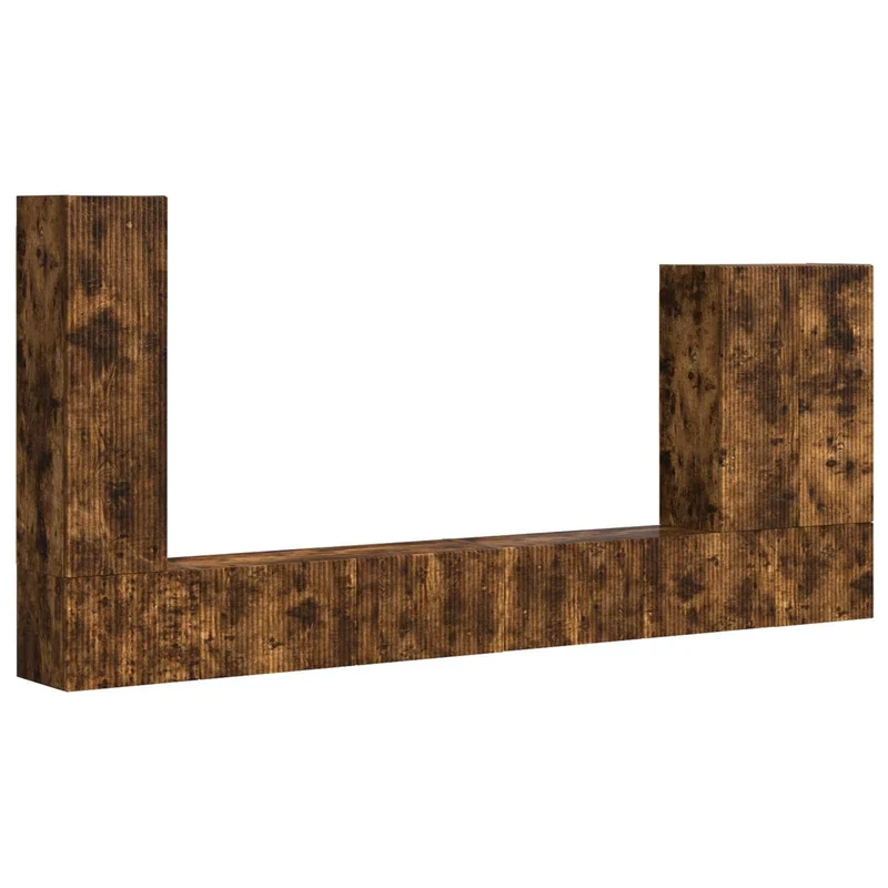 TV Wall Cabinet Set 6 pcs Smoked Oak