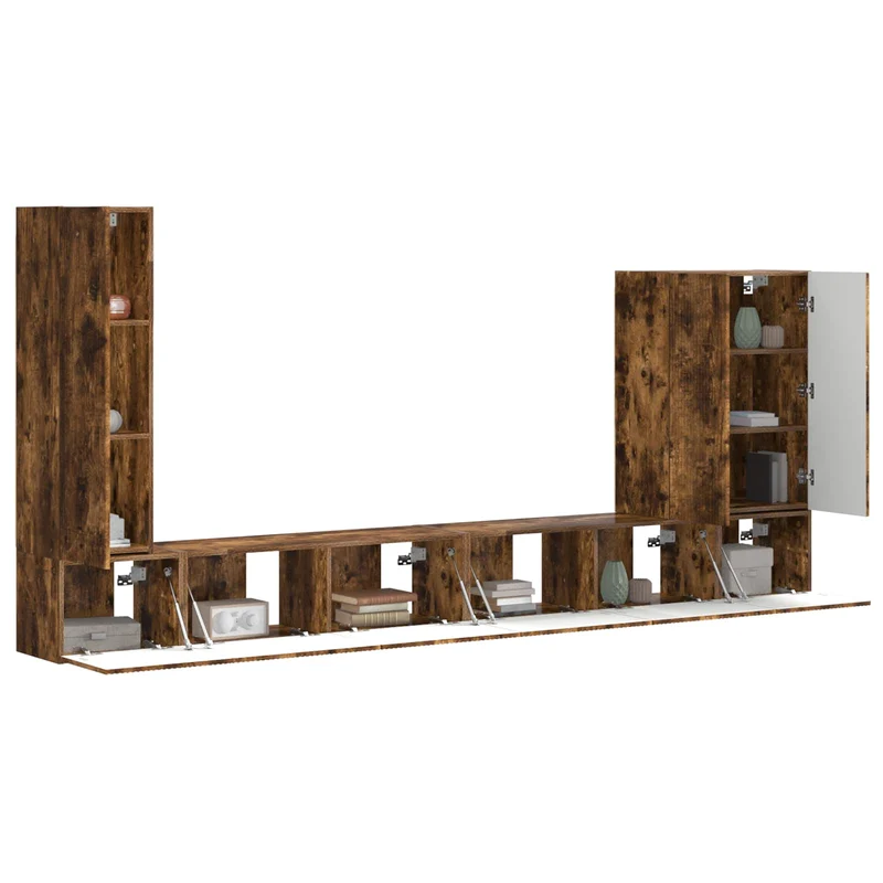 TV Wall Cabinet Set 6 pcs Smoked Oak