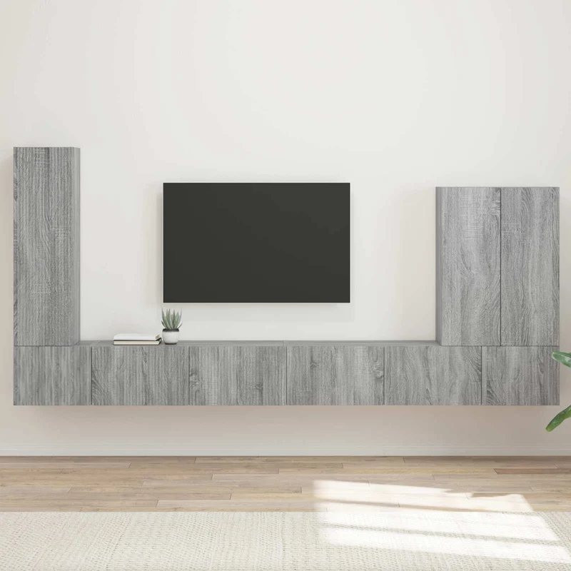TV Wall Cabinet Set 6 pcs Grey Sonoma