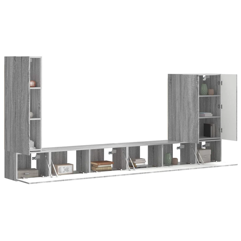TV Wall Cabinet Set 6 pcs Grey Sonoma