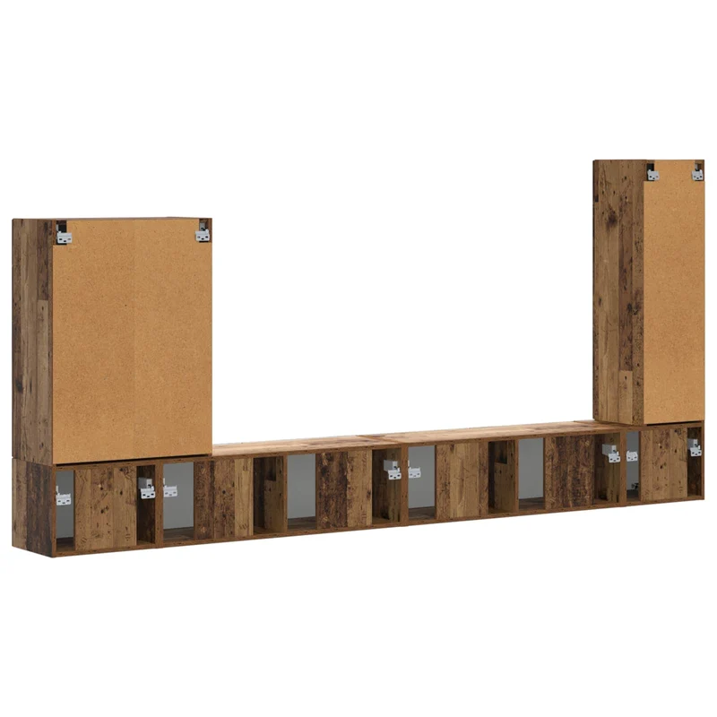 TV Wall Cabinet Set 6 pcs Old Wood