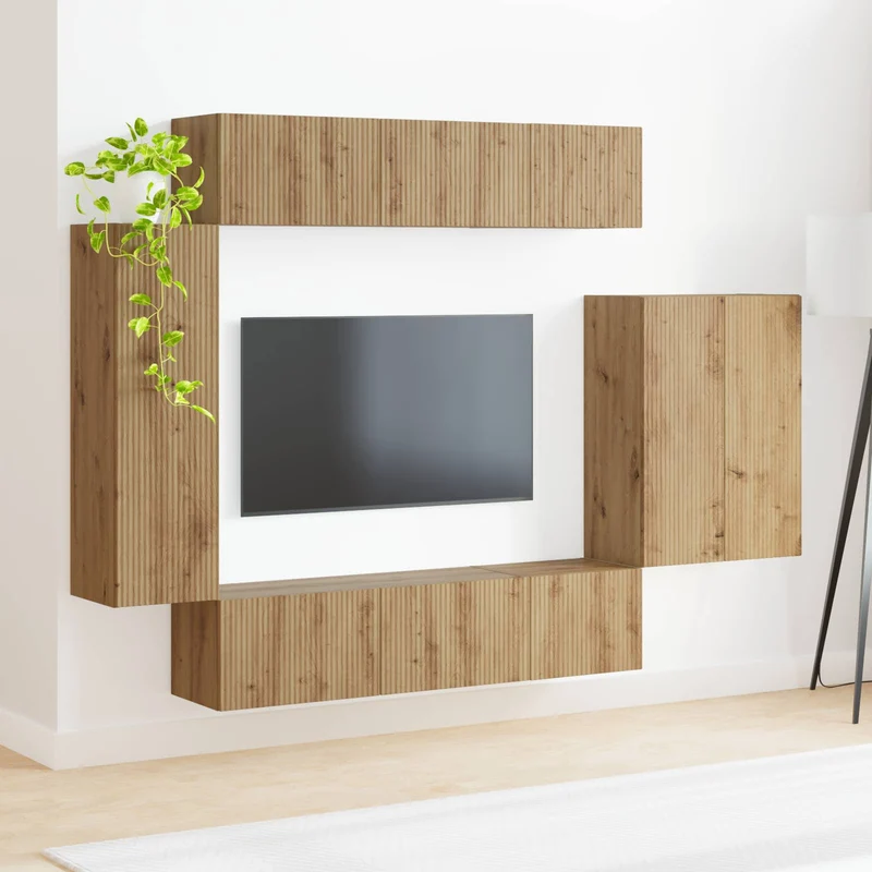 TV Wall Cabinet Set 6 pcs Artisan Oak