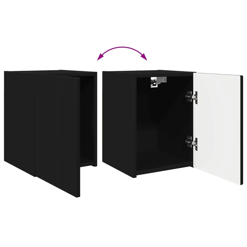 TV Cabinet Set 4 pcs Black Engineered Wood