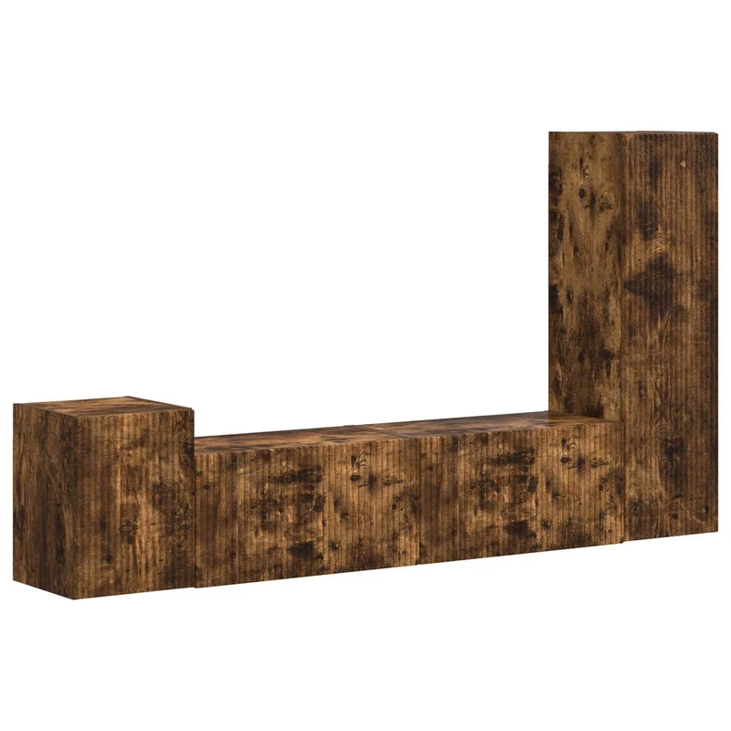 TV Cabinet Set 4 pcs Smoked Oak Engineered Wood