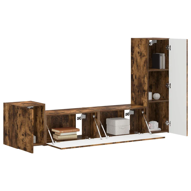 TV Cabinet Set 4 pcs Smoked Oak Engineered Wood