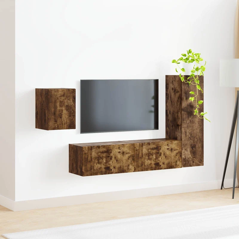 TV Cabinet Set 4 pcs Smoked Oak Engineered Wood