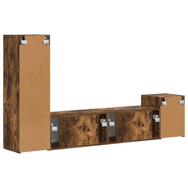 TV Cabinet Set 4 pcs Smoked Oak Engineered Wood