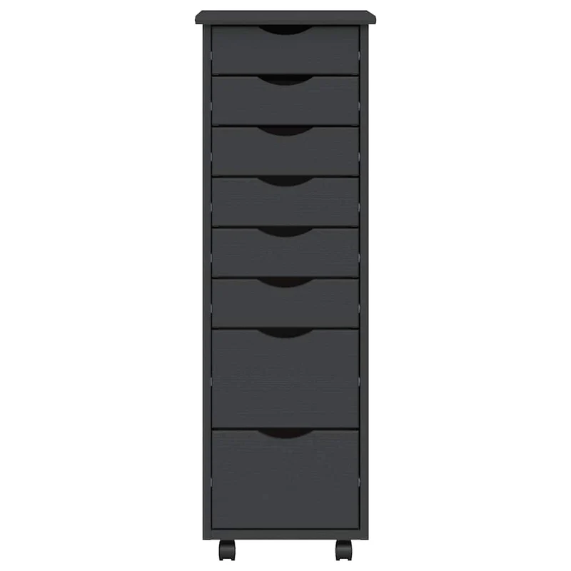 Rolling Cabinet with Drawers "MOSS" Grey Solid Wood Pine