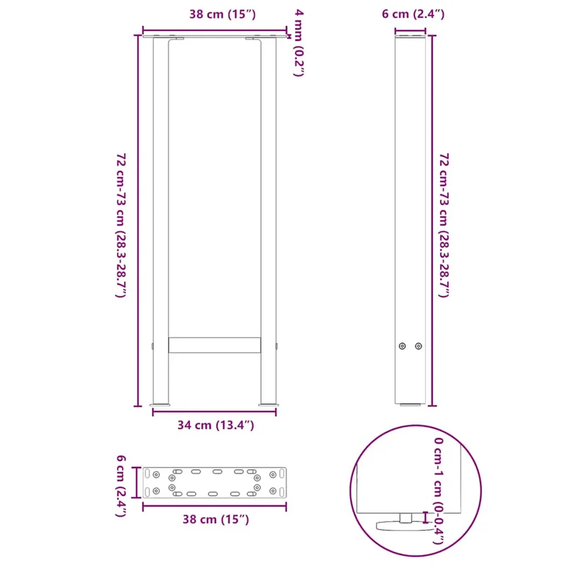 Console Table Legs Anthracite 2 pcs 38x(72-73) cm Steel