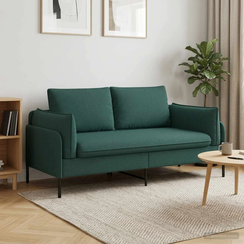 2-Seater Sofa Dark Green 188 x 81 x 89 cm Fabric