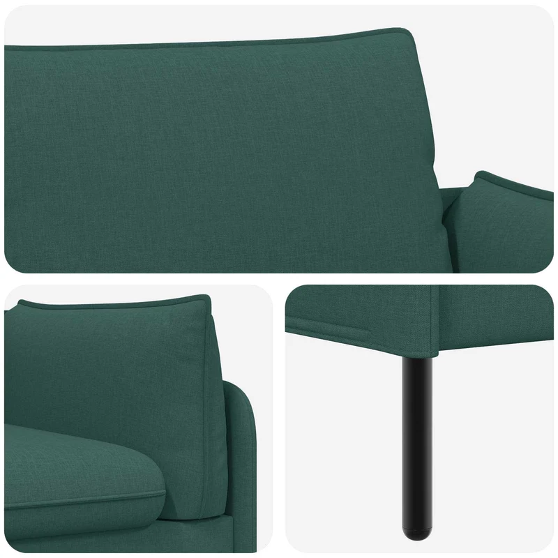 2-Seater Sofa Dark Green 188 x 81 x 89 cm Fabric
