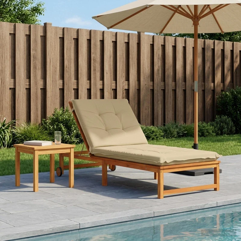 Sunlounger Cushion GEMERT 100% Polyester Beige 190 x 90 x 9 cm