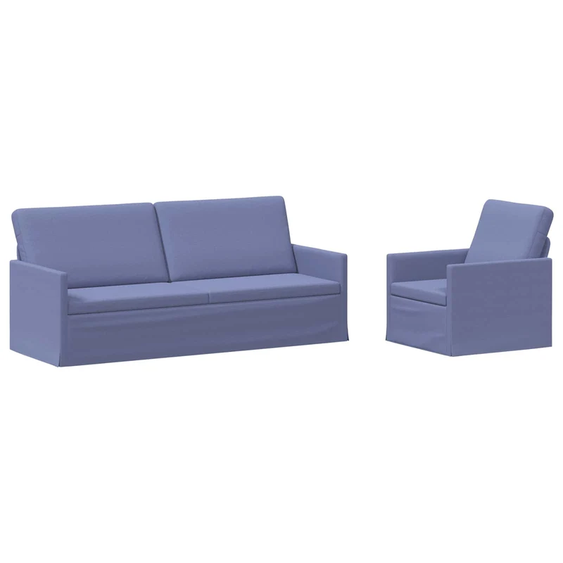 Sofa Set 2 pcs Jeans Blue Fabric