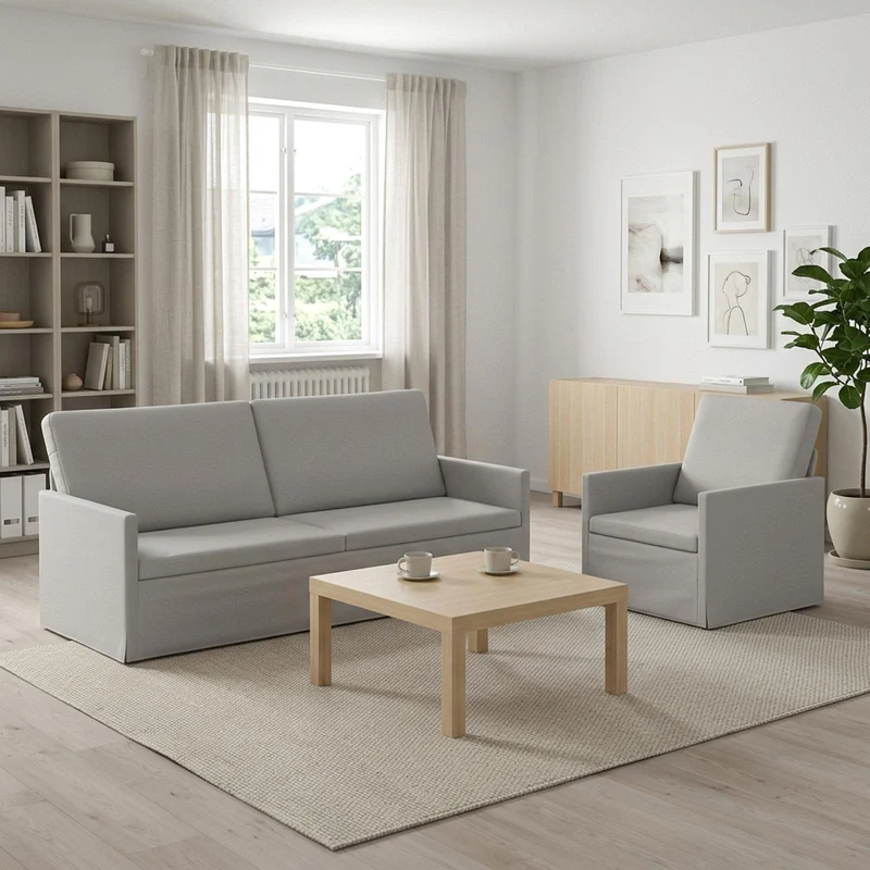 Sofa Set 2 pcs Cloud Grey Fabric