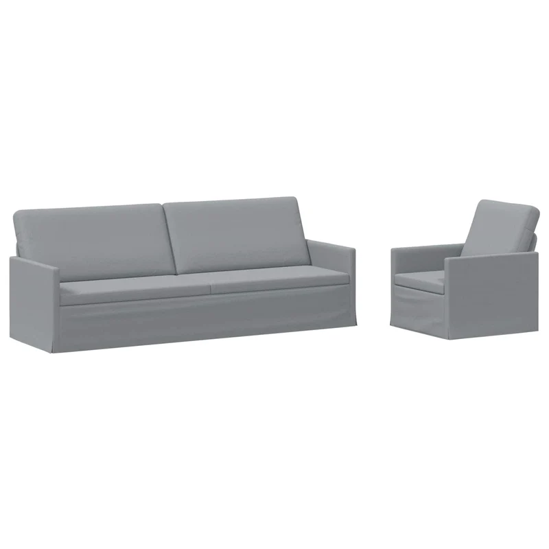 Sofa Set 2 pcs Light Grey Fabric