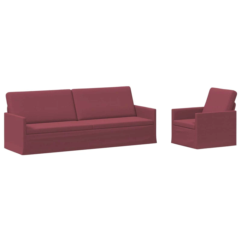 Sofa Set 2 pcs Wine Red Fabric