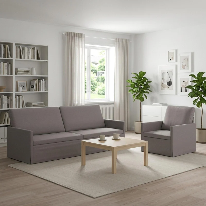 Sofa Set 2 pcs Taupe Fabric