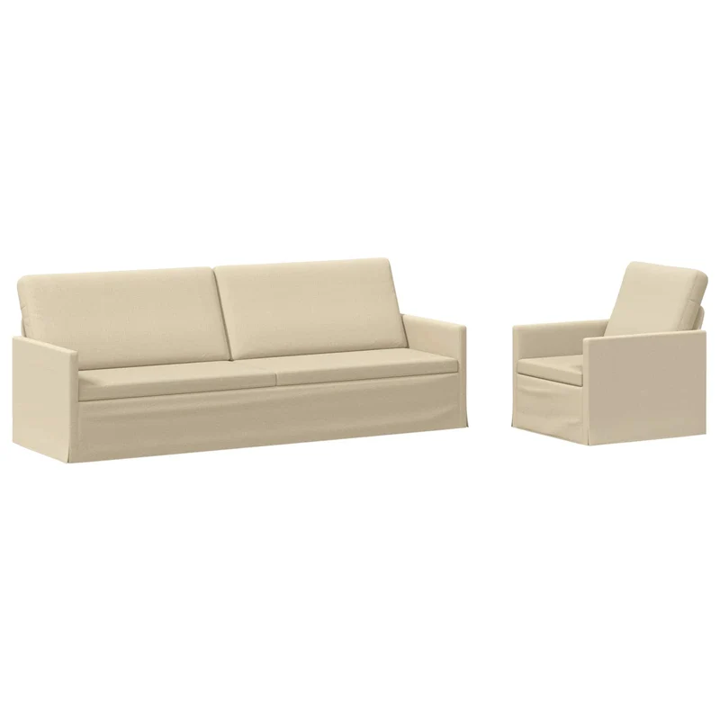 Sofa Set 2 pcs Cream Fabric