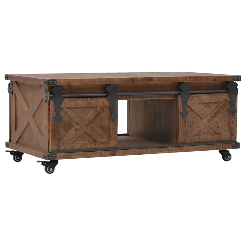 246119 vidaXL Coffee Table Solid Fir Wood 91x51x38 cm Brown