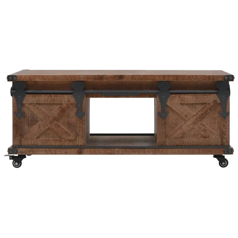 246119 vidaXL Coffee Table Solid Fir Wood 91x51x38 cm Brown