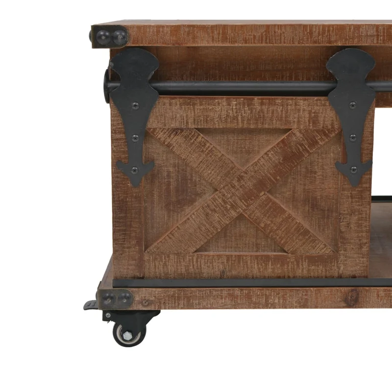 246119 vidaXL Coffee Table Solid Fir Wood 91x51x38 cm Brown