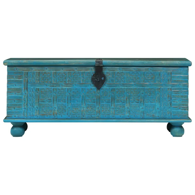 246479 vidaXL Storage Chest Solid Mango Wood Blue 100x40x41 cm