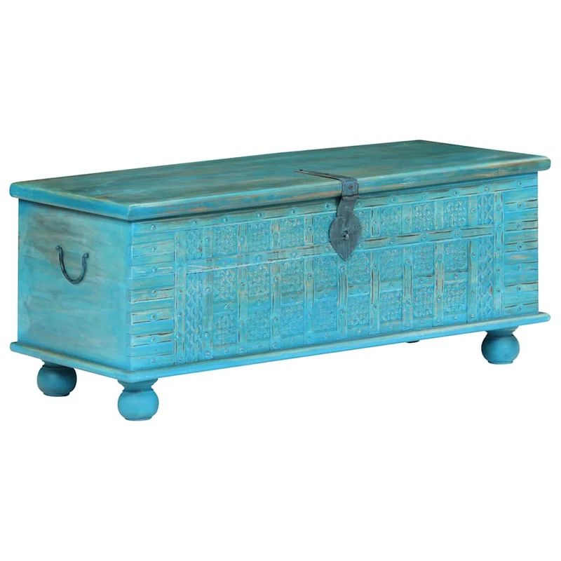 246479 vidaXL Storage Chest Solid Mango Wood Blue 100x40x41 cm