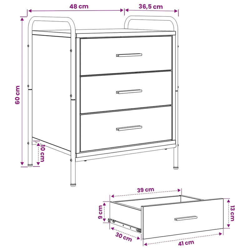 Bedside Cabinet 2 pcs Smoked Oak 48 x 36.5 x 60 cm