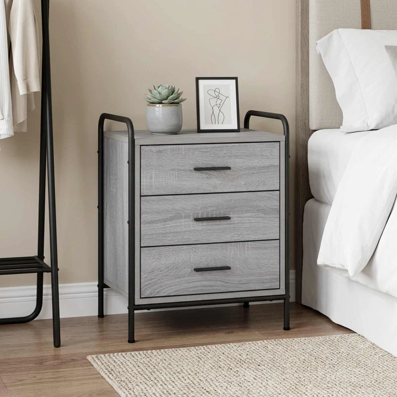 Bedside Cabinet Grey Sonoma 48 x 36.5 x 60 cm Engineered Wood