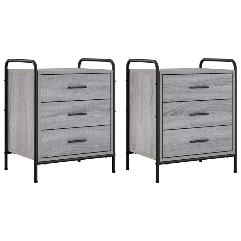 Bedside Cabinet 2 pcs Grey Sonoma 48 x 36.5 x 60 cm