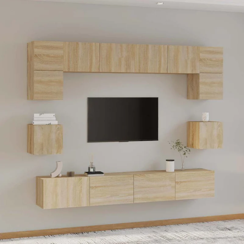 8 Piece TV Cabinet Set Sonoma Oak Engineered Wood