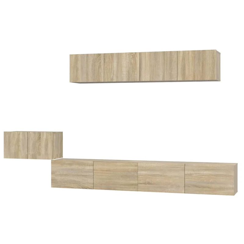 5 Piece TV Cabinet Set Sonoma Oak Engineered Wood