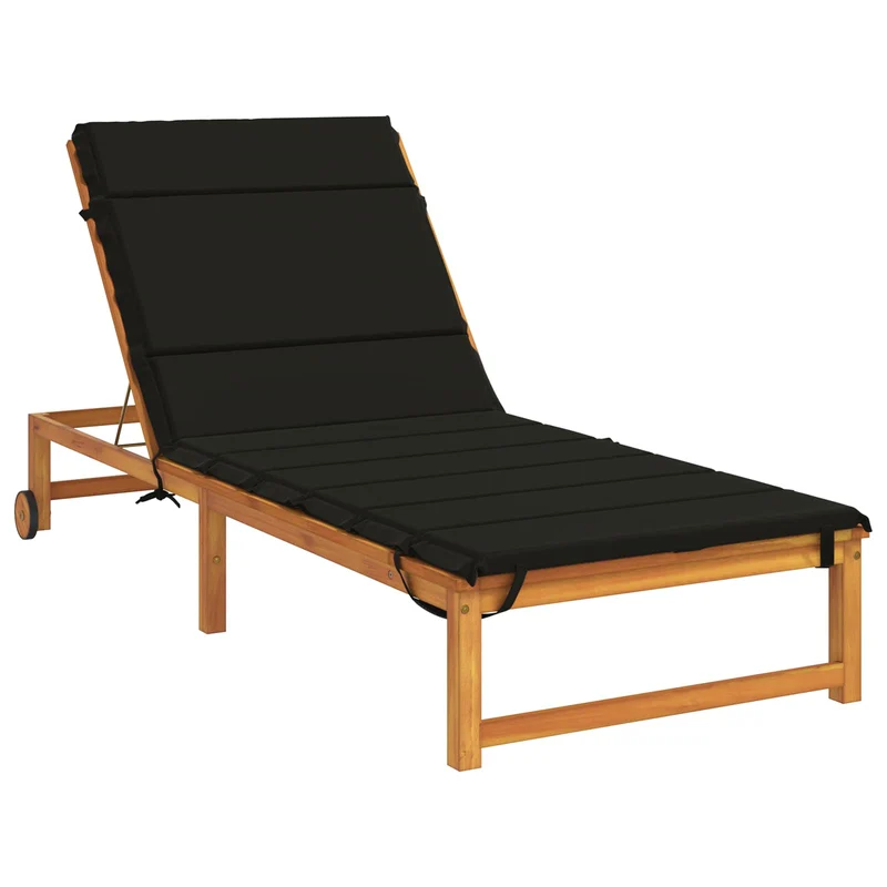 Sunlounger Cushion GEMERT 100% Polyester Black 200 x 90 x 3 cm